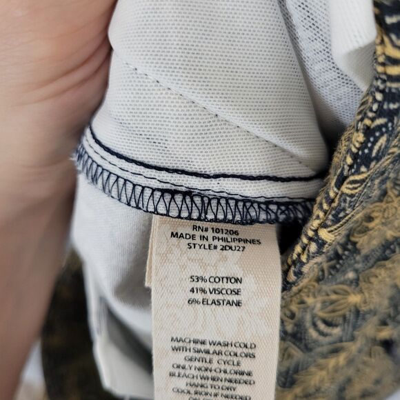 SOFT SURROUNDINGS 2DU27 Tan Blue Floral Medallion Superla Stretch Pants SIZE XS - Picture 7 of 11